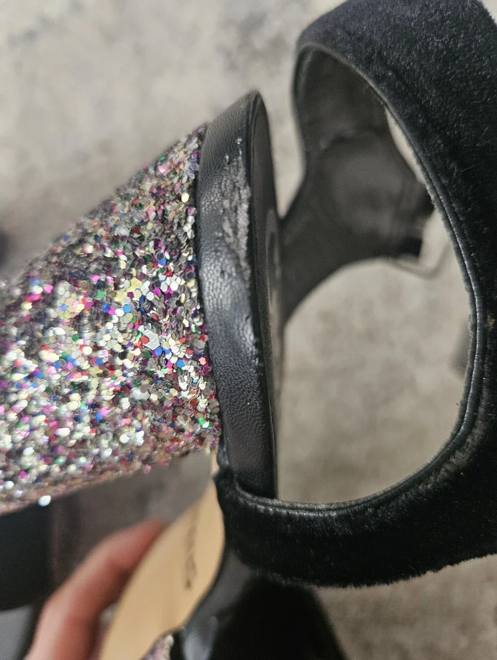 Circus by Sam Edelman Black Velvet Glitter Platform Sandals